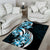 Plumeria Tribal Tattoo Area Rug Blue Polynesian Pattern