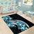 Plumeria Tribal Tattoo Area Rug Blue Polynesian Pattern