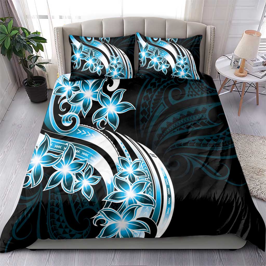 Plumeria Tribal Tattoo Bedding Set Blue Polynesian Pattern LT9 - Polynesian Pride