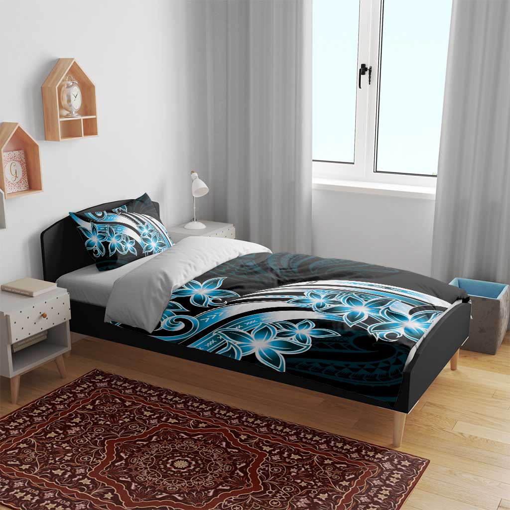 Plumeria Tribal Tattoo Bedding Set Blue Polynesian Pattern LT9 - Polynesian Pride