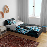 Plumeria Tribal Tattoo Bedding Set Blue Polynesian Pattern LT9 - Polynesian Pride