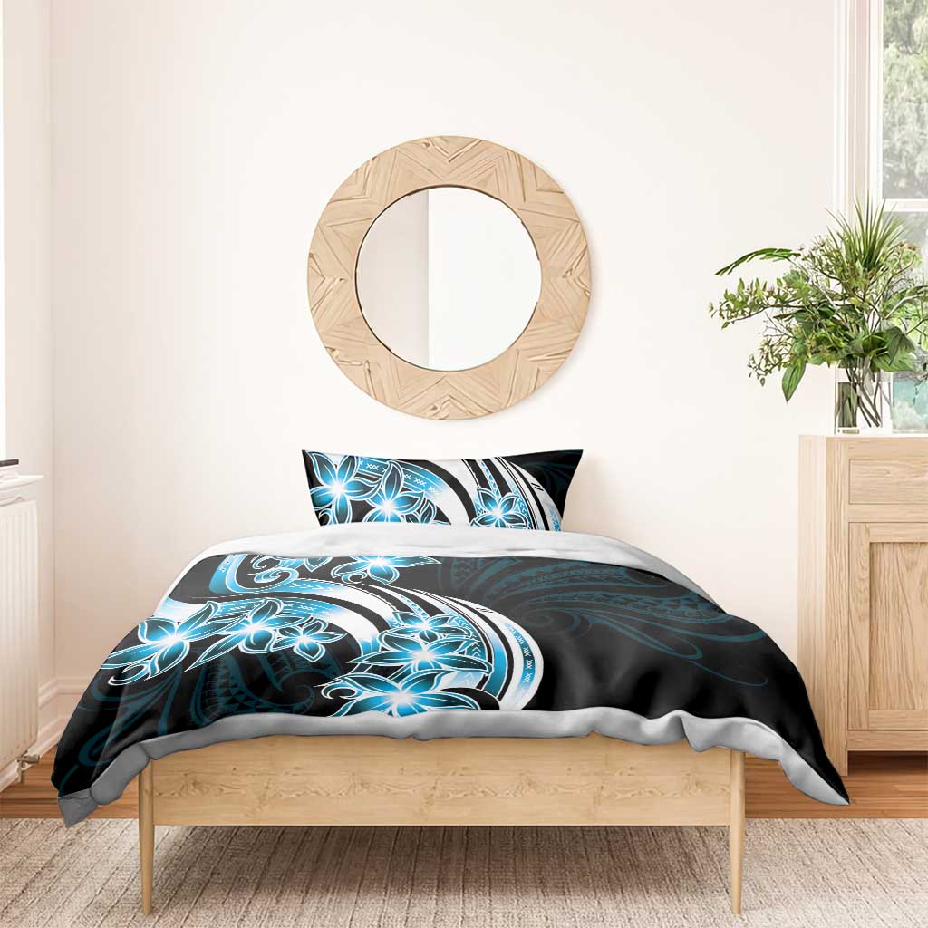 Plumeria Tribal Tattoo Bedding Set Blue Polynesian Pattern LT9 - Polynesian Pride