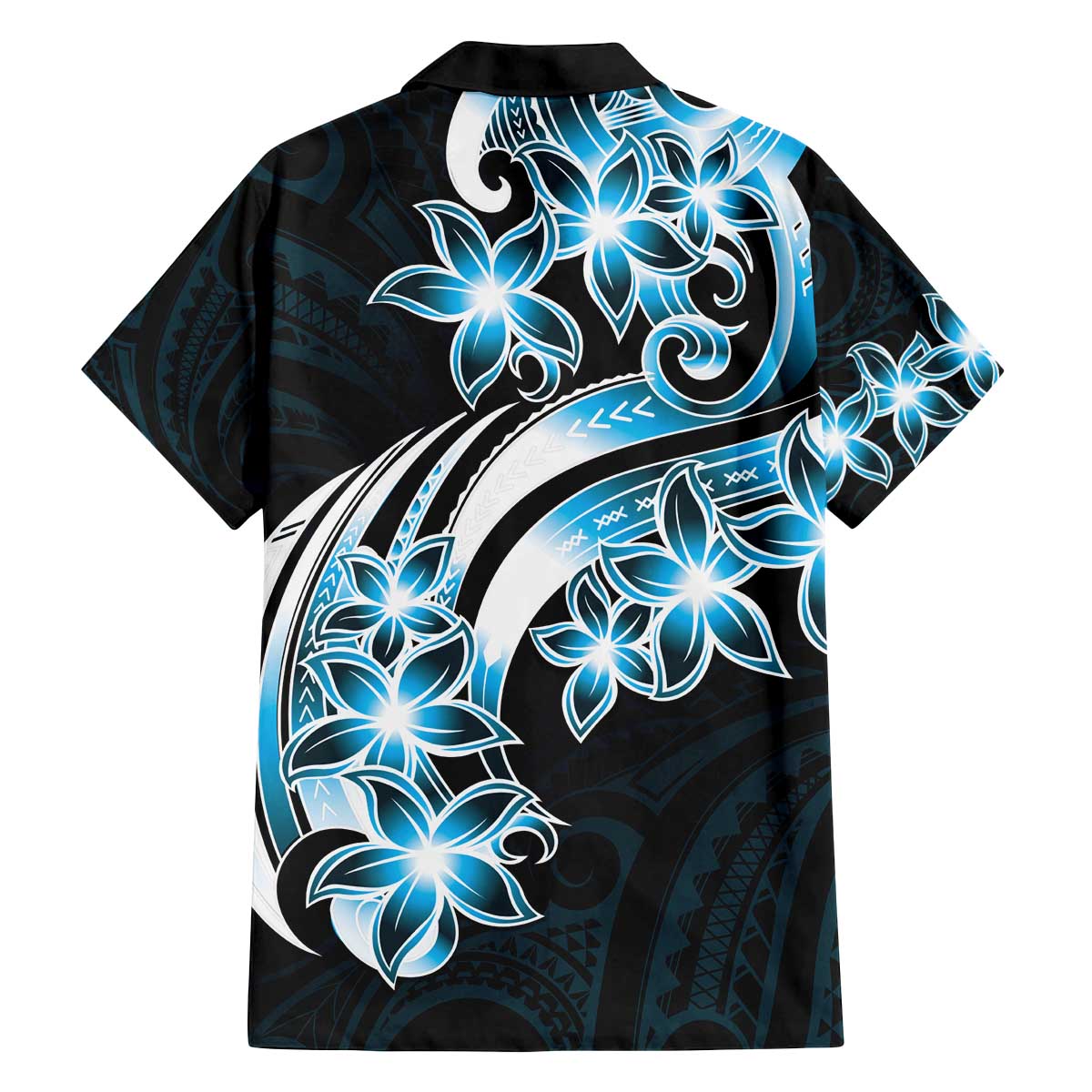 Plumeria Tribal Tattoo Family Matching Puletasi and Hawaiian Shirt Blue Polynesian Pattern LT9 - Polynesian Pride