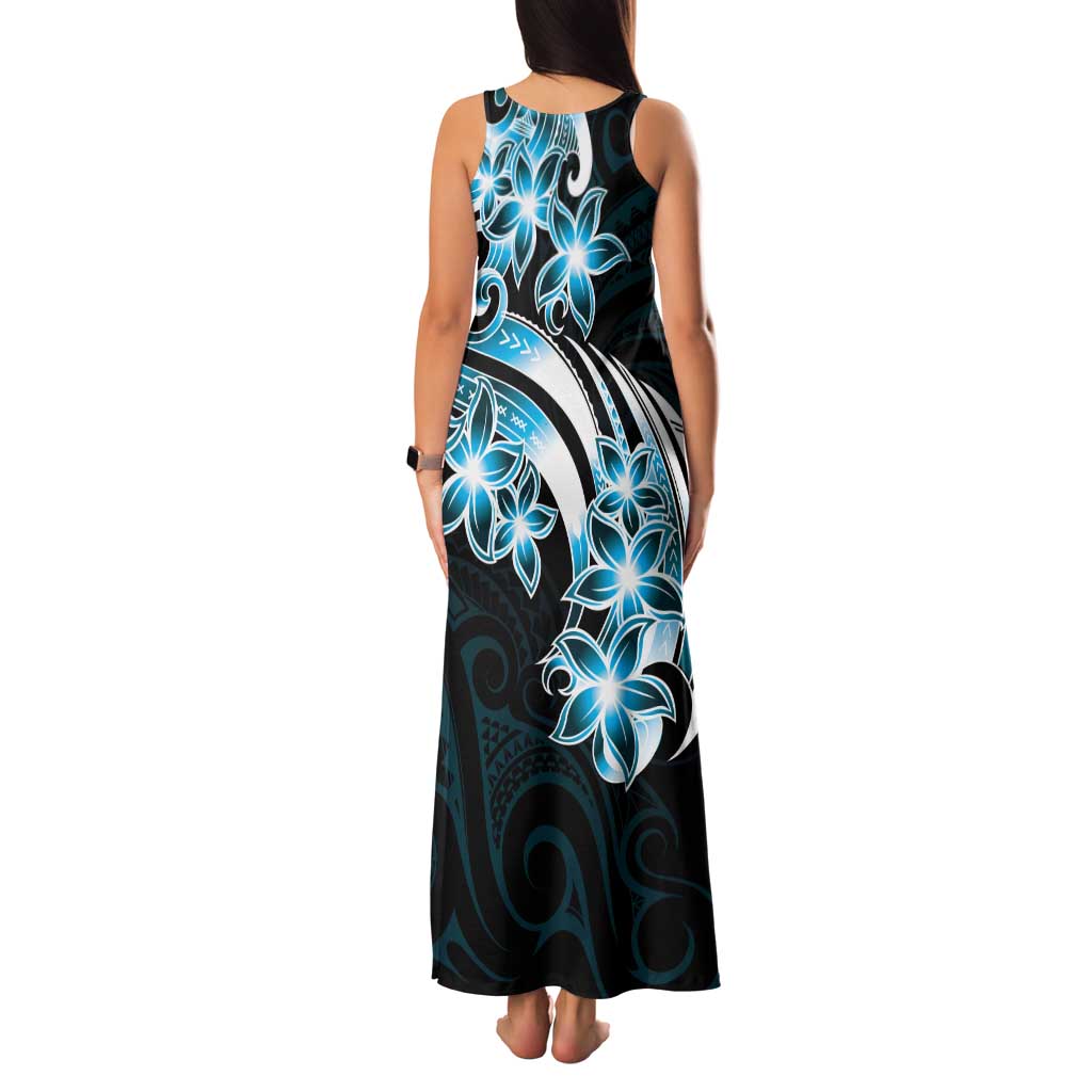 Plumeria Tribal Tattoo Family Matching Tank Maxi Dress and Hawaiian Shirt Blue Polynesian Pattern LT9 - Polynesian Pride