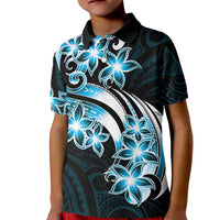 Plumeria Tribal Tattoo Kid Polo Shirt Blue Polynesian Pattern LT9 Kid Blue - Polynesian Pride