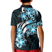 Plumeria Tribal Tattoo Kid Polo Shirt Blue Polynesian Pattern LT9 - Polynesian Pride