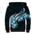 Plumeria Tribal Tattoo Sherpa Hoodie Blue Polynesian Pattern