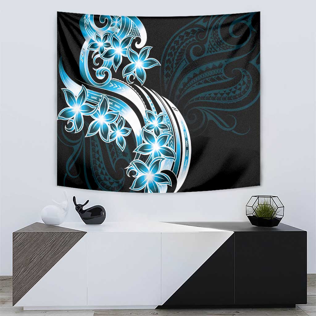 Plumeria Tribal Tattoo Tapestry Blue Polynesian Pattern LT9 - Polynesian Pride