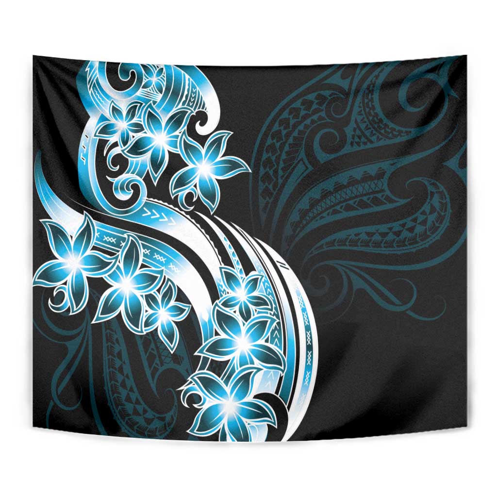Plumeria Tribal Tattoo Tapestry Blue Polynesian Pattern LT9 - Polynesian Pride