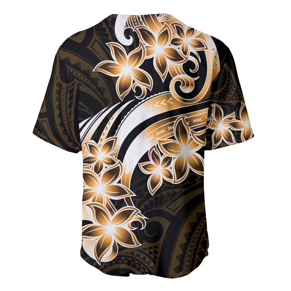Plumeria Tribal Tattoo Baseball Jersey Gold Polynesian Pattern LT9 - Polynesian Pride