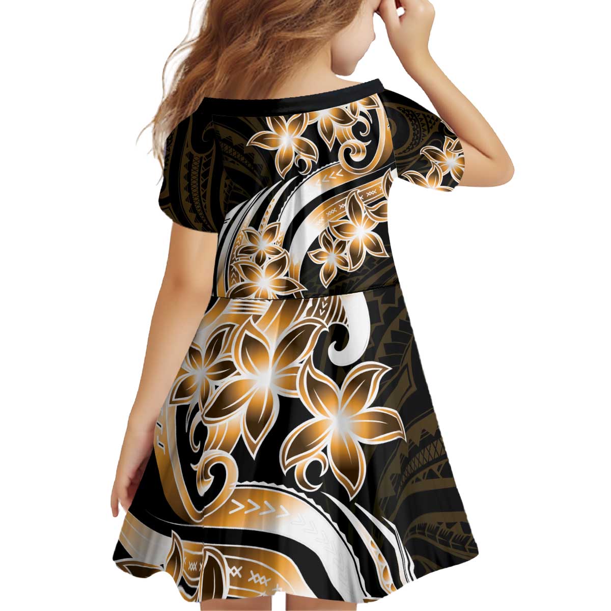 Plumeria Tribal Tattoo Family Matching Puletasi and Hawaiian Shirt Gold Polynesian Pattern LT9 - Polynesian Pride