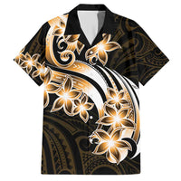 Plumeria Tribal Tattoo Family Matching Short Sleeve Bodycon Dress and Hawaiian Shirt Gold Polynesian Pattern LT9 Dad's Shirt - Short Sleeve Gold - Polynesian Pride