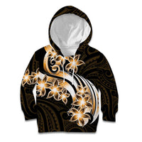 Plumeria Tribal Tattoo Kid Hoodie Gold Polynesian Pattern