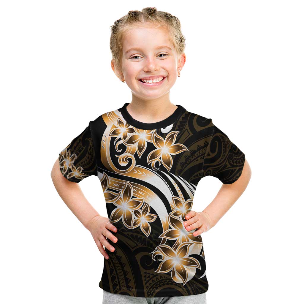 Plumeria Tribal Tattoo Kid T Shirt Gold Polynesian Pattern LT9 Gold - Polynesian Pride
