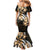 Plumeria Tribal Tattoo Mermaid Dress Gold Polynesian Pattern