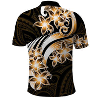 Plumeria Tribal Tattoo Polo Shirt Gold Polynesian Pattern
