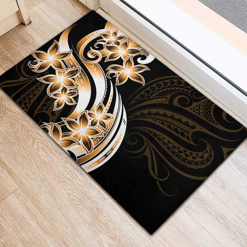 Plumeria Tribal Tattoo Rubber Doormat Gold Polynesian Pattern LT9 - Polynesian Pride