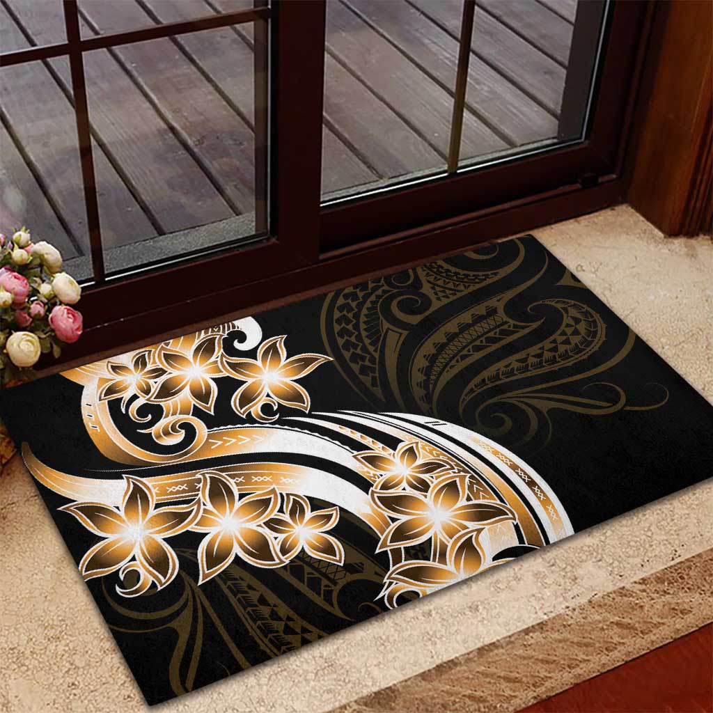 Plumeria Tribal Tattoo Rubber Doormat Gold Polynesian Pattern LT9 - Polynesian Pride