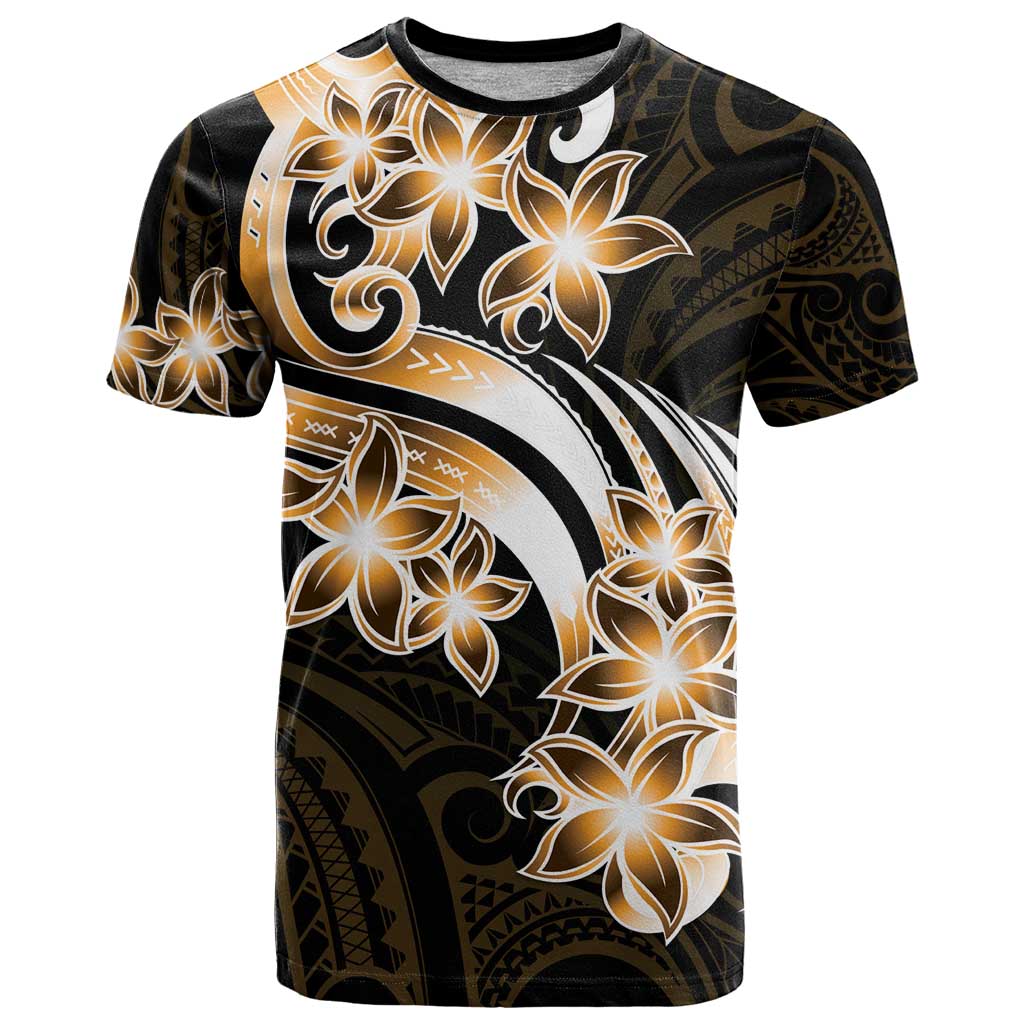 Plumeria Tribal Tattoo T Shirt Gold Polynesian Pattern LT9 Gold - Polynesian Pride
