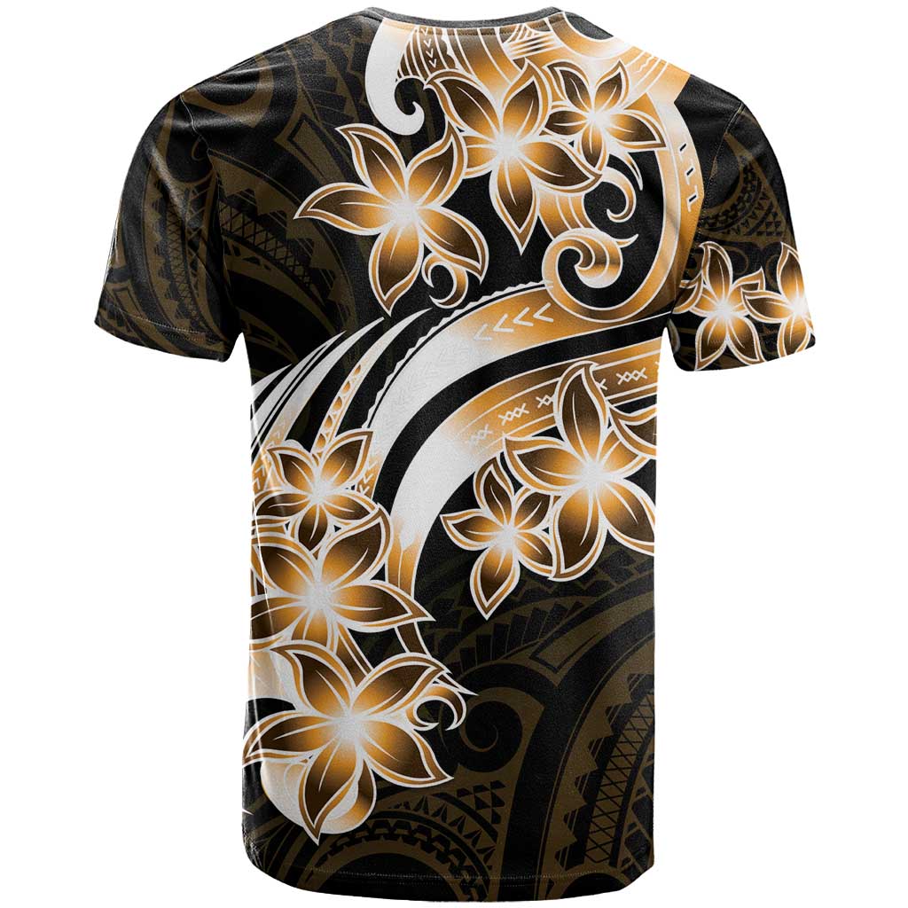 Plumeria Tribal Tattoo T Shirt Gold Polynesian Pattern LT9 - Polynesian Pride