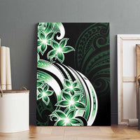 Plumeria Tribal Tattoo Canvas Wall Art Green Polynesian Pattern