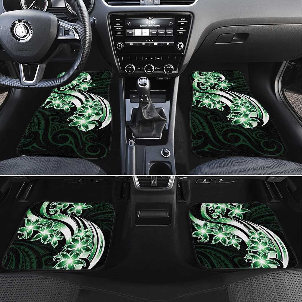 Plumeria Tribal Tattoo Car Mats Green Polynesian Pattern