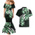 Plumeria Tribal Tattoo Couples Matching Mermaid Dress and Hawaiian Shirt Green Polynesian Pattern