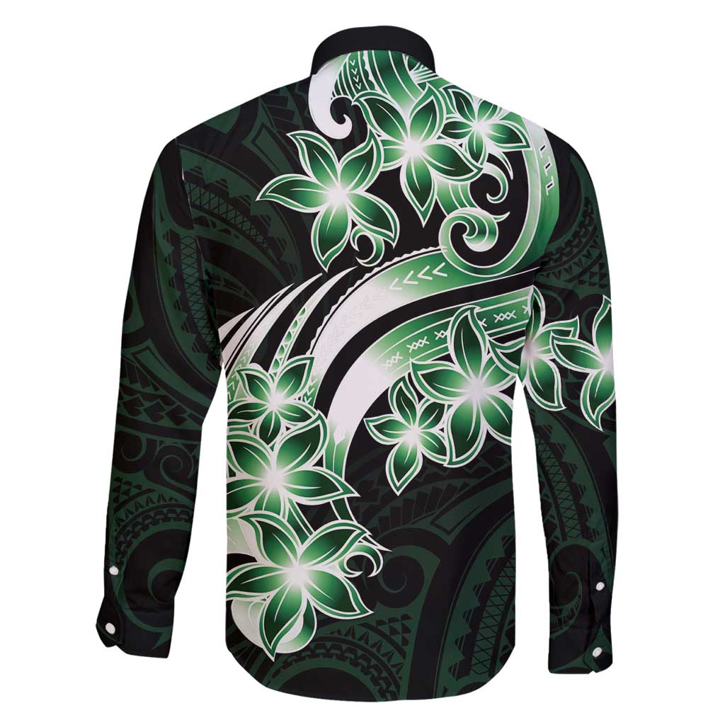 Plumeria Tribal Tattoo Family Matching Mermaid Dress and Hawaiian Shirt Green Polynesian Pattern