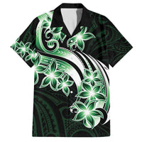 Plumeria Tribal Tattoo Family Matching Puletasi and Hawaiian Shirt Green Polynesian Pattern LT9 Dad's Shirt - Short Sleeve Green - Polynesian Pride