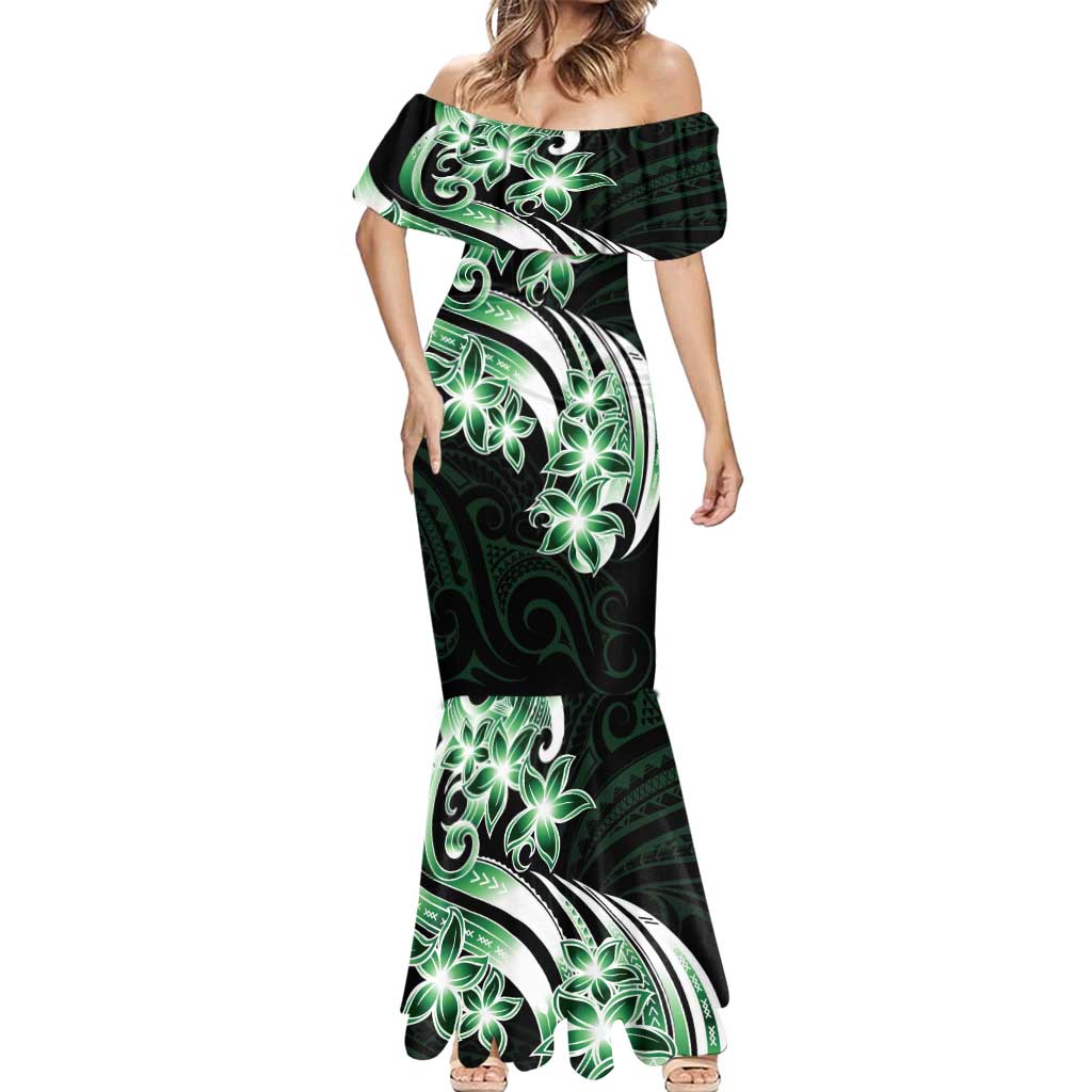 Plumeria Tribal Tattoo Mermaid Dress Green Polynesian Pattern LT9 - Polynesian Pride