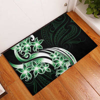 Plumeria Tribal Tattoo Rubber Doormat Green Polynesian Pattern