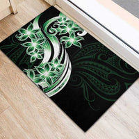 Plumeria Tribal Tattoo Rubber Doormat Green Polynesian Pattern