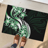 Plumeria Tribal Tattoo Rubber Doormat Green Polynesian Pattern