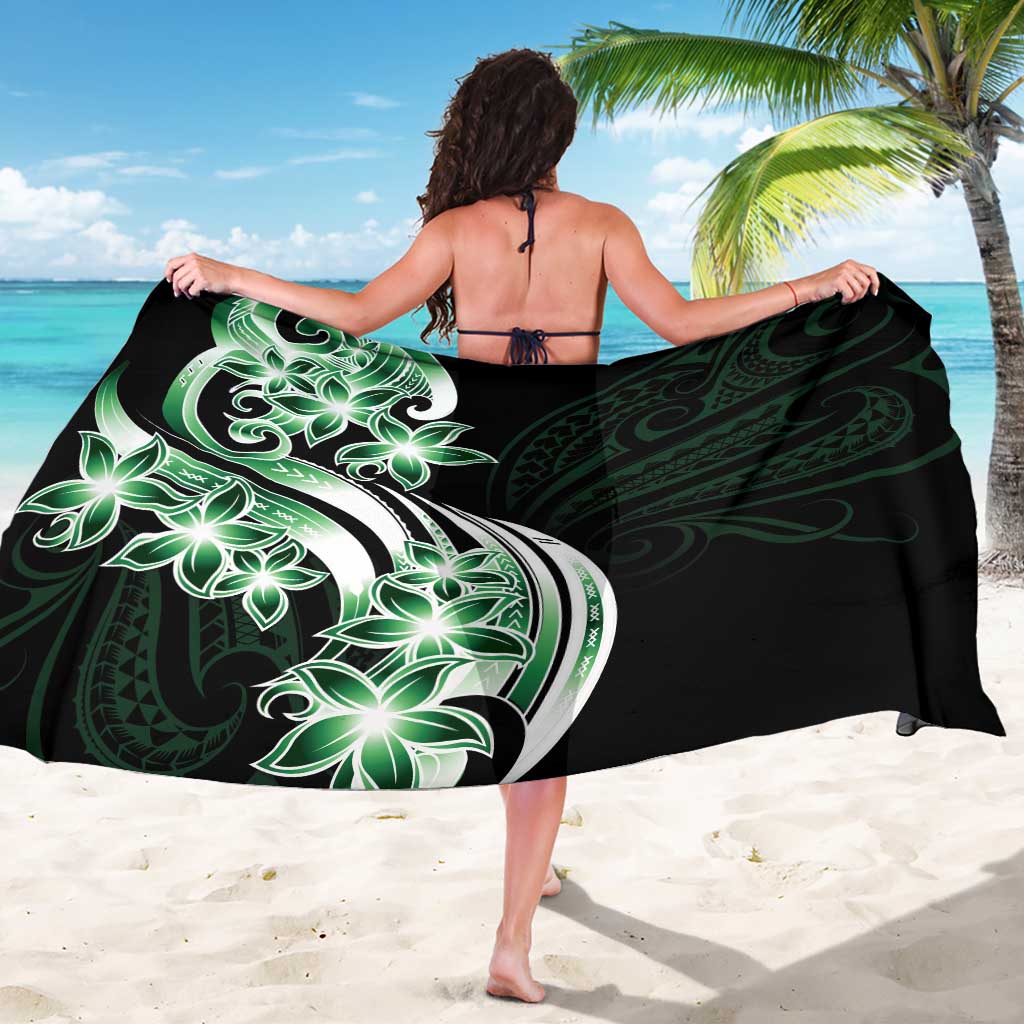 Plumeria Tribal Tattoo Sarong Green Polynesian Pattern