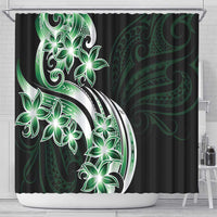 Plumeria Tribal Tattoo Shower Curtain Green Polynesian Pattern LT9 - Polynesian Pride