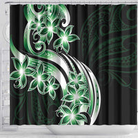 Plumeria Tribal Tattoo Shower Curtain Green Polynesian Pattern LT9 - Polynesian Pride