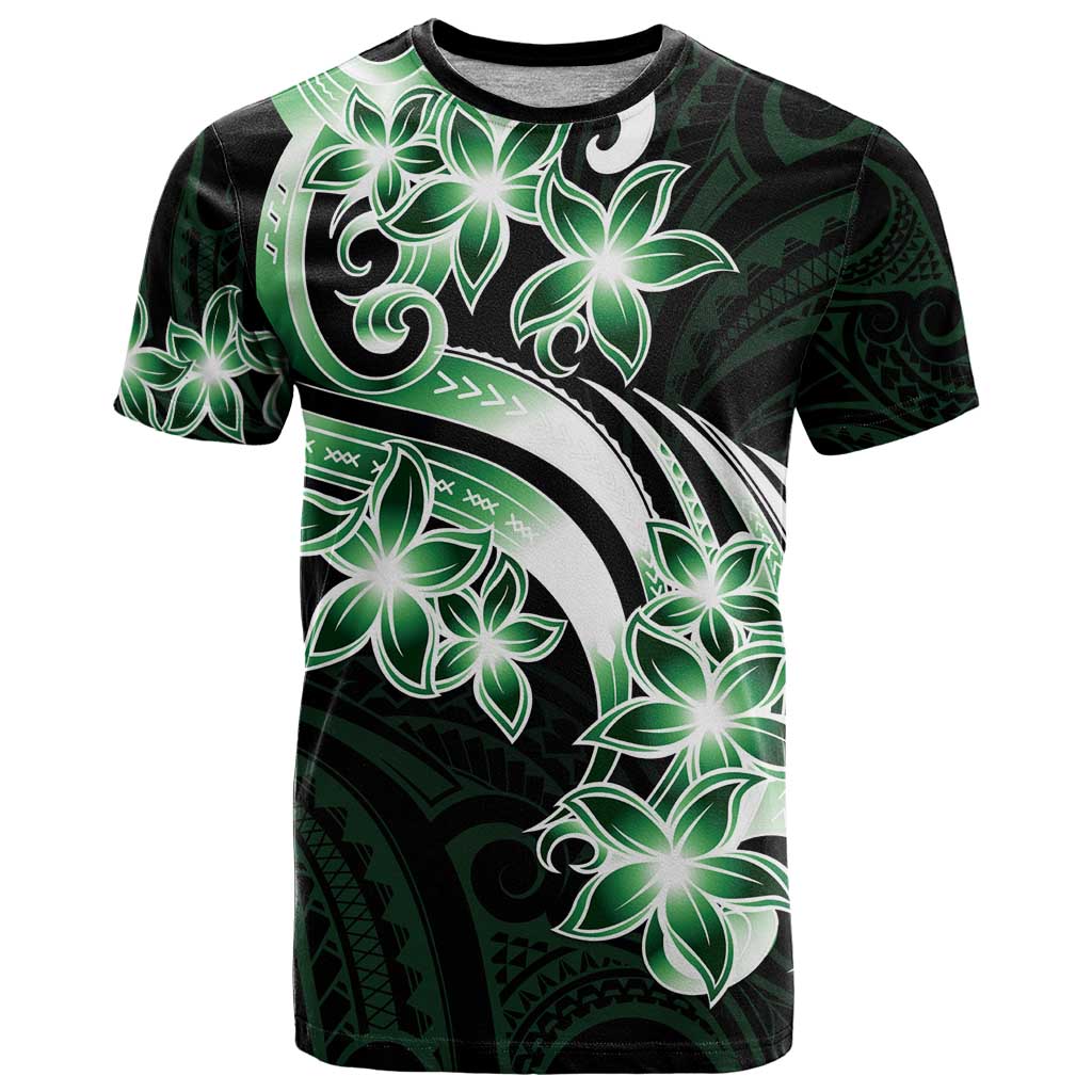 Plumeria Tribal Tattoo T Shirt Green Polynesian Pattern LT9 Green - Polynesian Pride