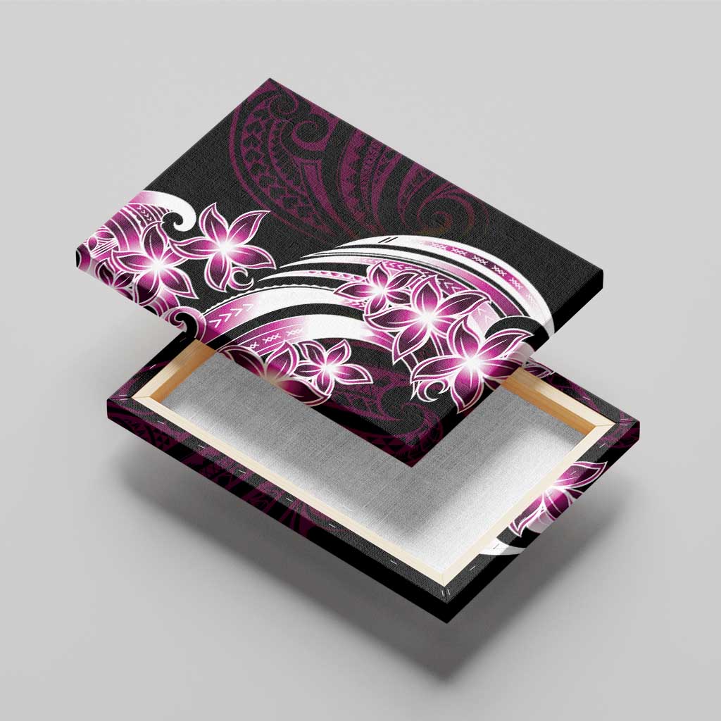 Plumeria Tribal Tattoo Canvas Wall Art Pink Polynesian Pattern