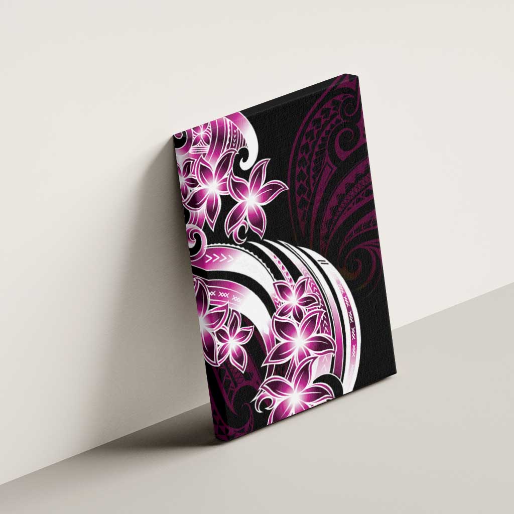 Plumeria Tribal Tattoo Canvas Wall Art Pink Polynesian Pattern