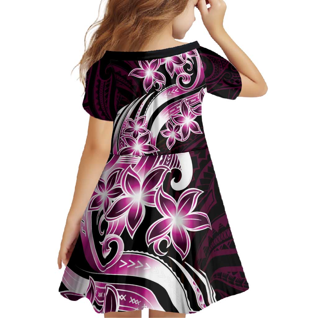 Plumeria Tribal Tattoo Family Matching Off Shoulder Maxi Dress and Hawaiian Shirt Pink Polynesian Pattern LT9 - Polynesian Pride