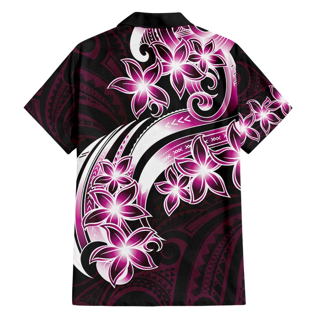 Plumeria Tribal Tattoo Family Matching Off Shoulder Maxi Dress and Hawaiian Shirt Pink Polynesian Pattern LT9 - Polynesian Pride
