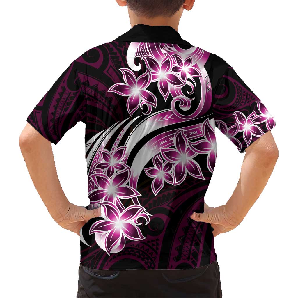 Plumeria Tribal Tattoo Family Matching Summer Maxi Dress and Hawaiian Shirt Pink Polynesian Pattern LT9 - Polynesian Pride
