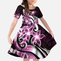 Plumeria Tribal Tattoo Family Matching Summer Maxi Dress and Hawaiian Shirt Pink Polynesian Pattern LT9 Daughter's Dress Pink - Polynesian Pride