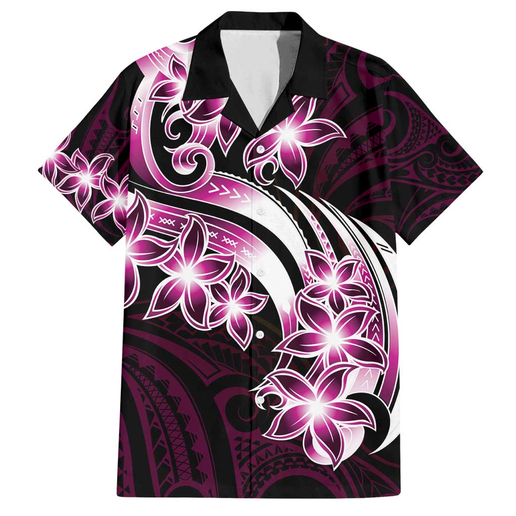 Plumeria Tribal Tattoo Family Matching Summer Maxi Dress and Hawaiian Shirt Pink Polynesian Pattern LT9 Dad's Shirt - Short Sleeve Pink - Polynesian Pride