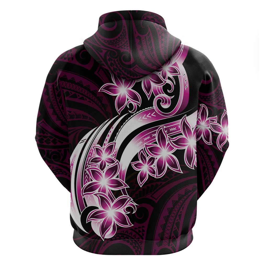 Plumeria Tribal Tattoo Hoodie Pink Polynesian Pattern