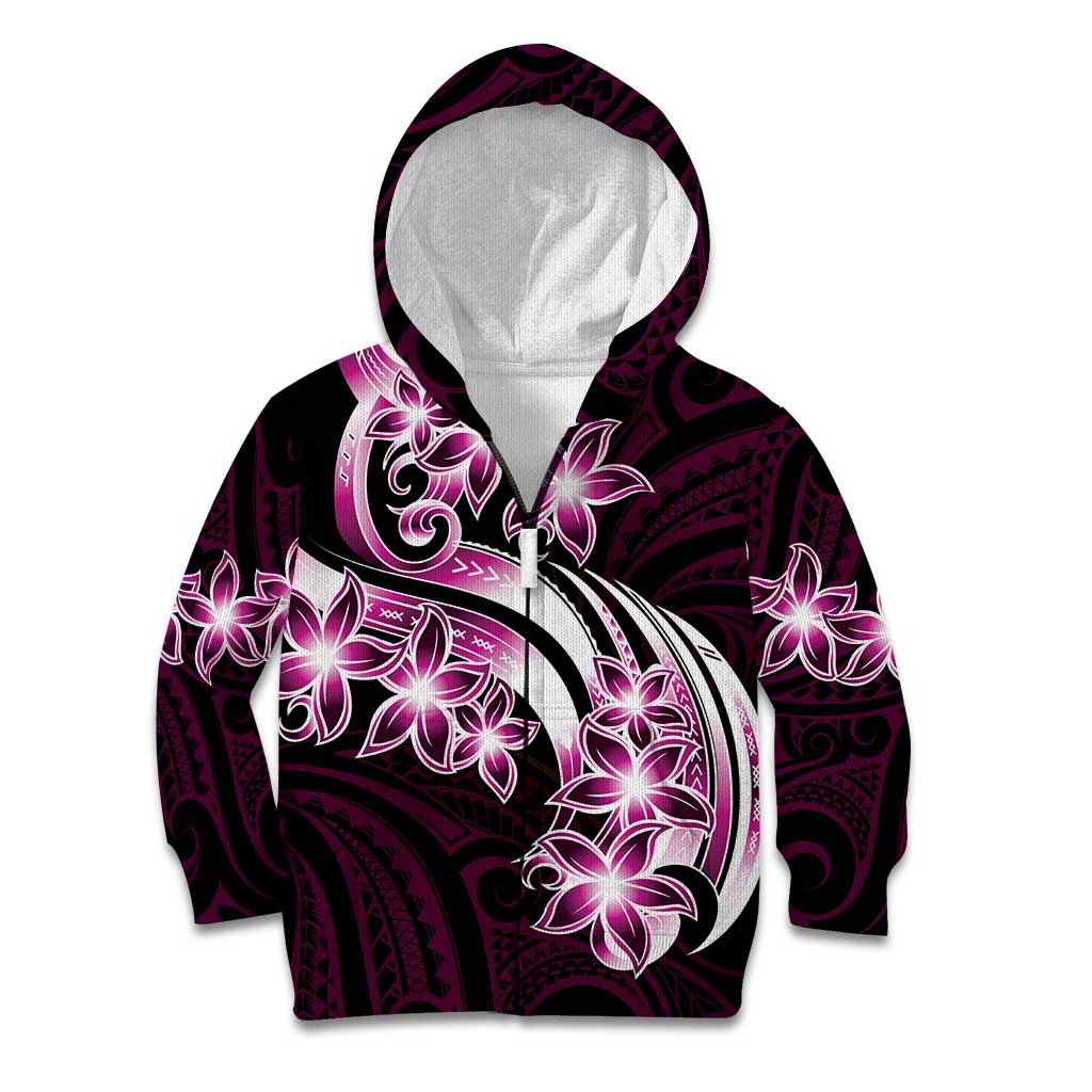 Plumeria Tribal Tattoo Kid Hoodie Pink Polynesian Pattern