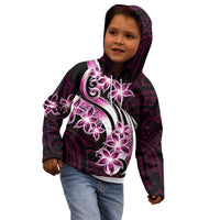 Plumeria Tribal Tattoo Kid Hoodie Pink Polynesian Pattern
