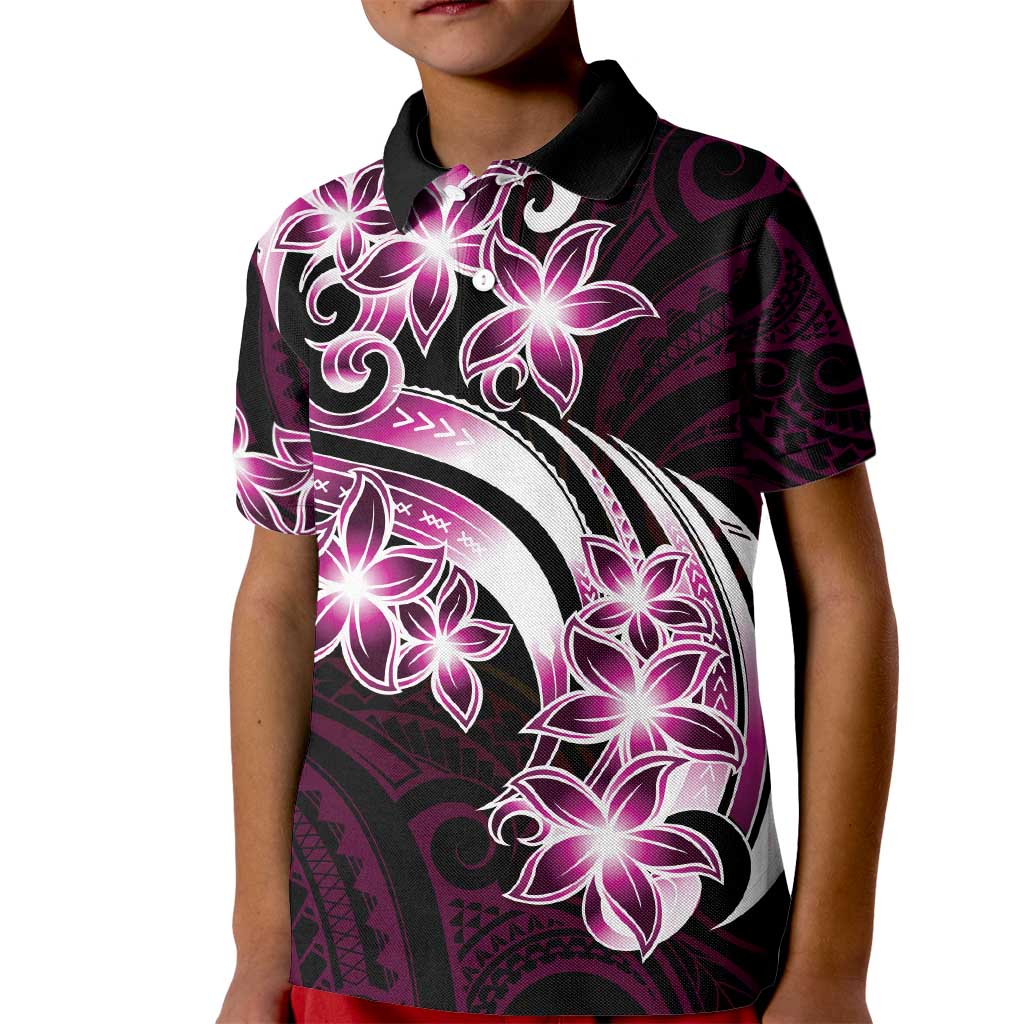 Plumeria Tribal Tattoo Kid Polo Shirt Pink Polynesian Pattern LT9 Kid Pink - Polynesian Pride