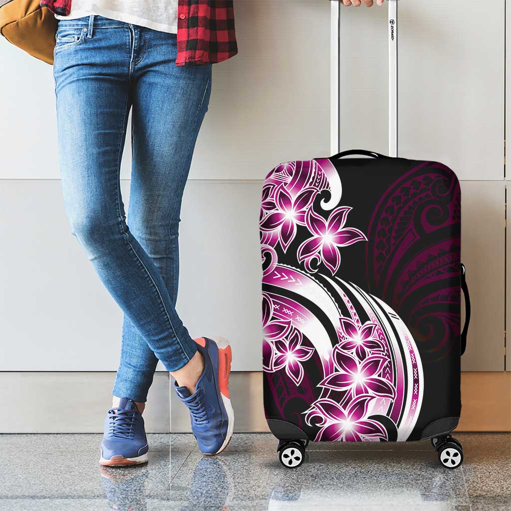 Plumeria Tribal Tattoo Luggage Cover Pink Polynesian Pattern