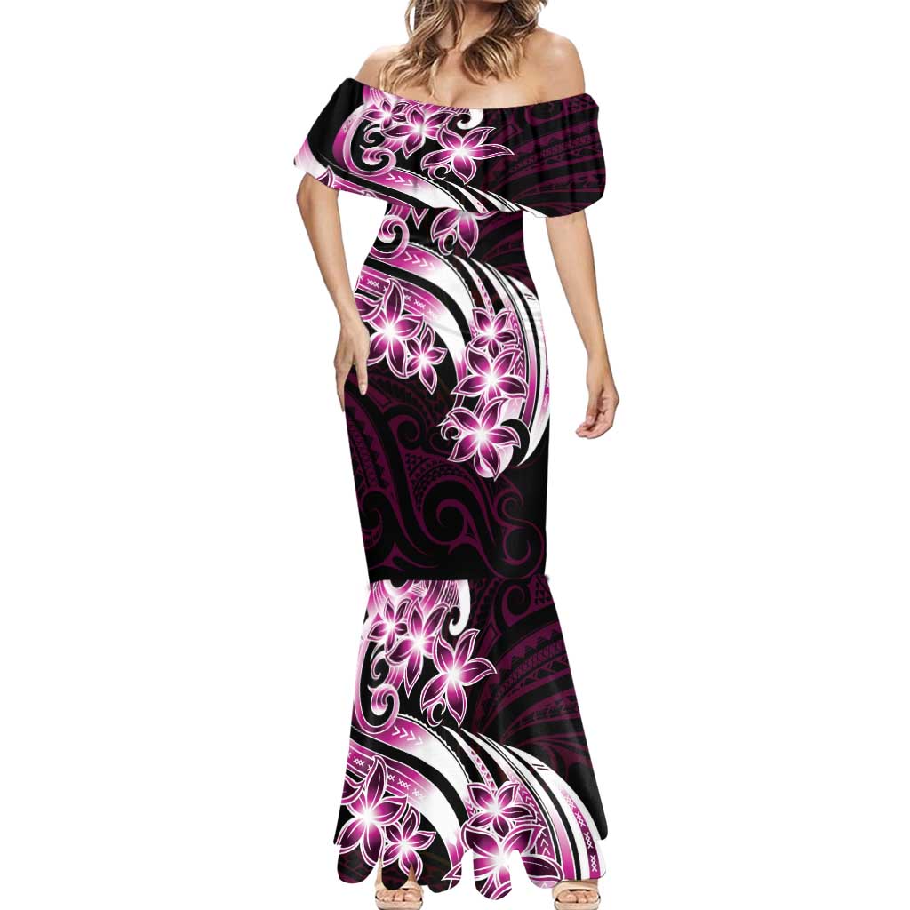Plumeria Tribal Tattoo Mermaid Dress Pink Polynesian Pattern LT9 - Polynesian Pride